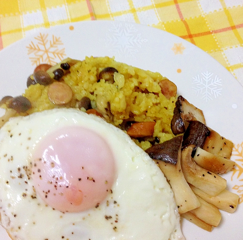 ワンプレートランチ☆きのことドライカレー