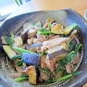 小松菜茄子と味噌豚焼き