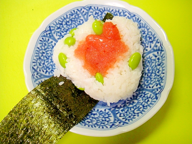 明太子わさびと枝豆のおにぎり