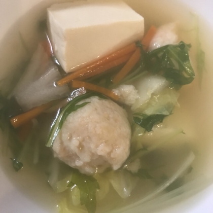 美味しい具沢山☆白菜とつみれと豆腐の中華スープ