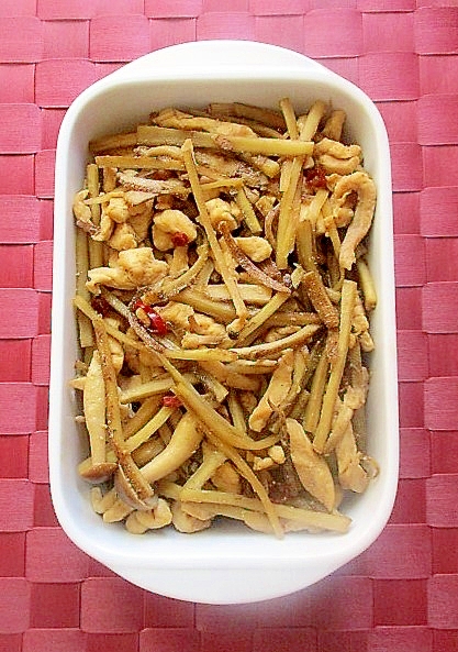 作り置きおかず♪鷄むね肉とごぼうのきんぴら