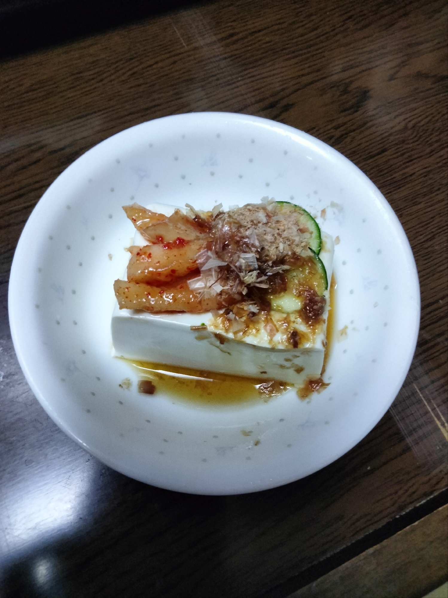 冷奴アレンジ 大根キムチ&きゅうり