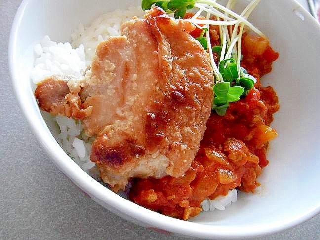 簡単♪焼きチキンのっけガパオ風♪