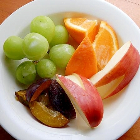 裏技5分!?豆乳クリープがけ❤フルーツ盛り合わせ♪