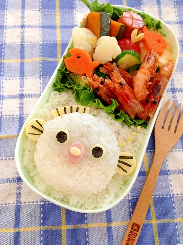 簡単キャラ弁☆ふぐのふくちゃん　のお弁当♪