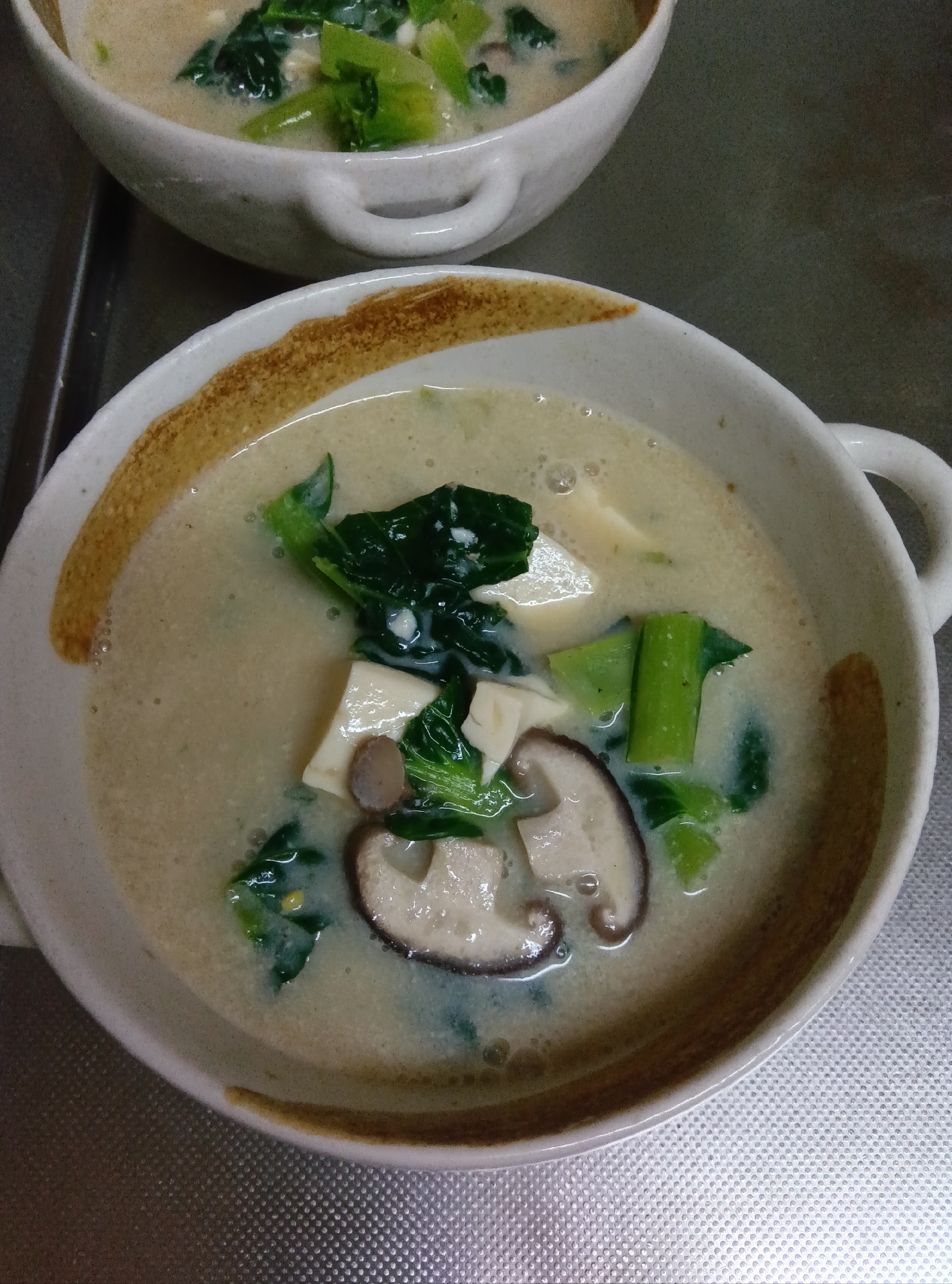 ターサイと豆腐の豆乳スープ