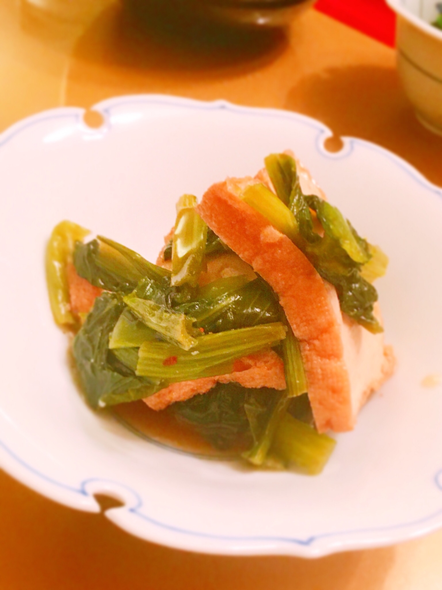 厚揚げと小松菜の簡単時短煮物
