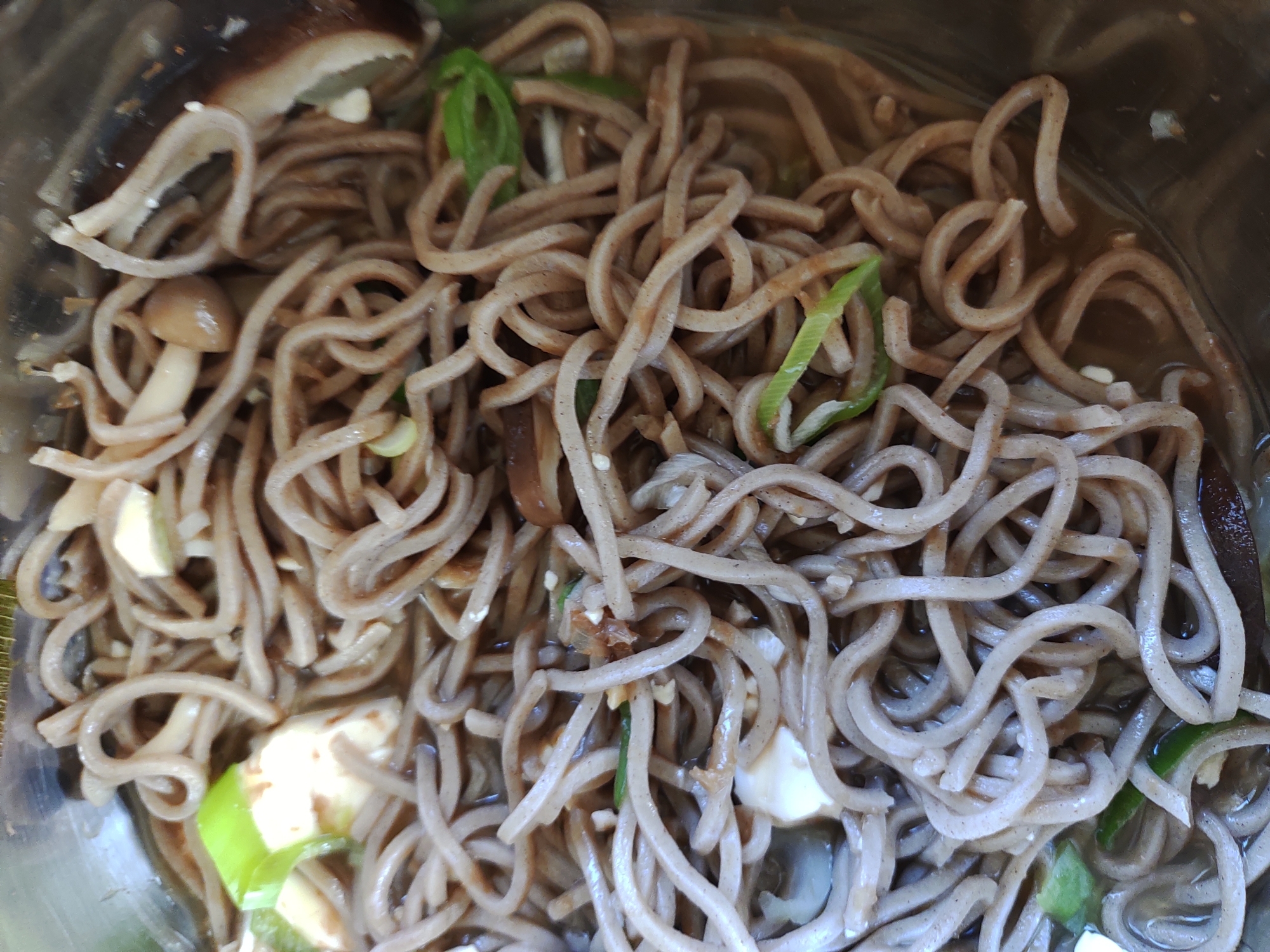 豆腐とネギの蕎麦