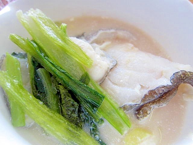鱈と小松菜味醂生姜醤油煮