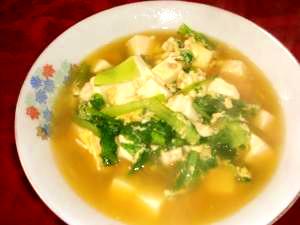 小松菜とお豆腐と卵の煮物