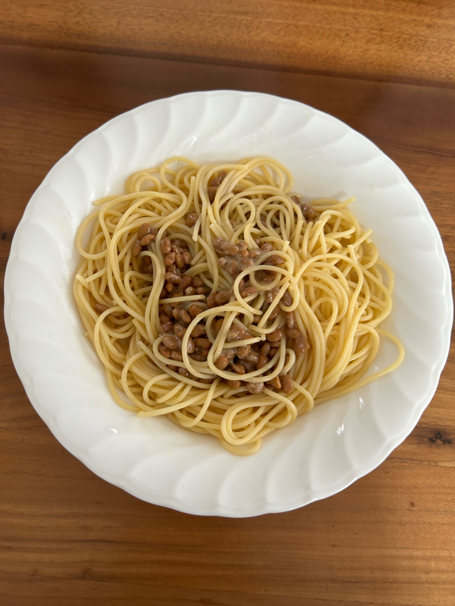 昆布茶の納豆パスタ