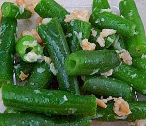 ホタテ貝柱とさやいんげんの小さなおかず