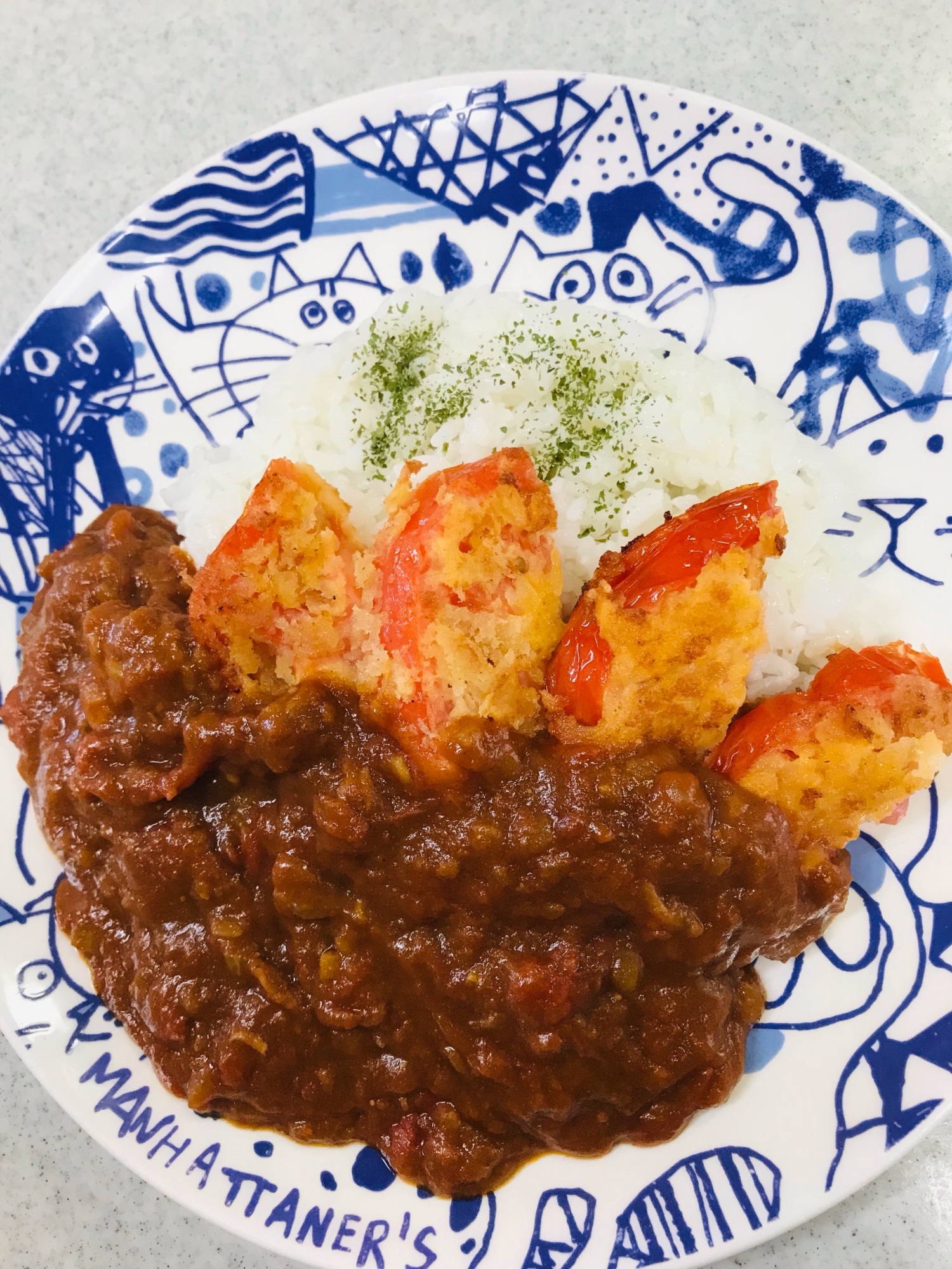 トマトフライでカツカレー⁉