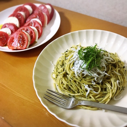 和風ジェノベーゼ！しそ香るしらすパスタ♪