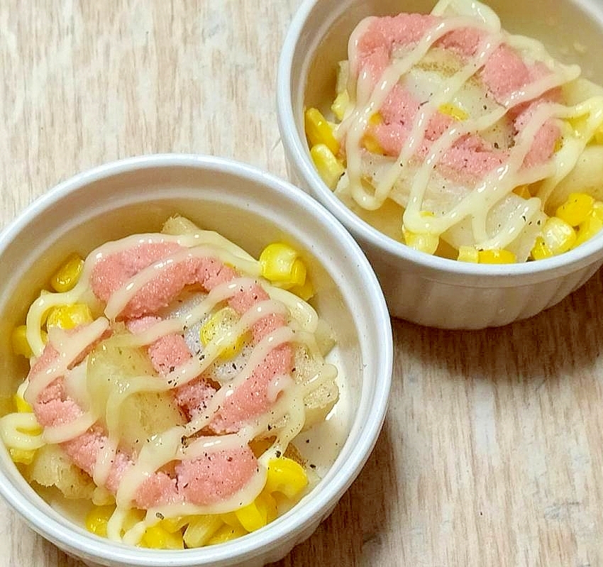 ほぐしたらことポテト＆コーンのマヨ焼き