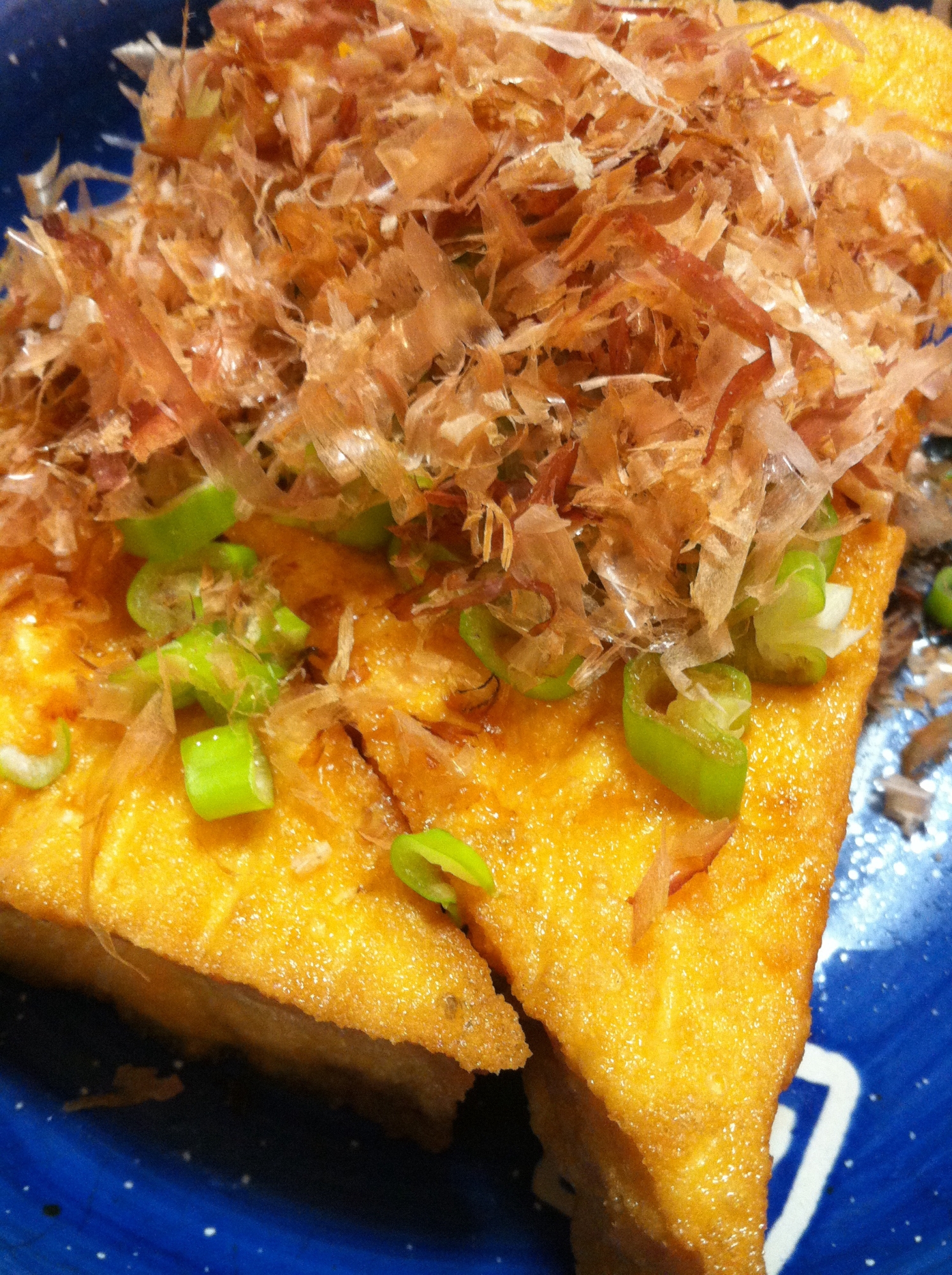 厚揚げのネギ鰹節めんつゆかけ