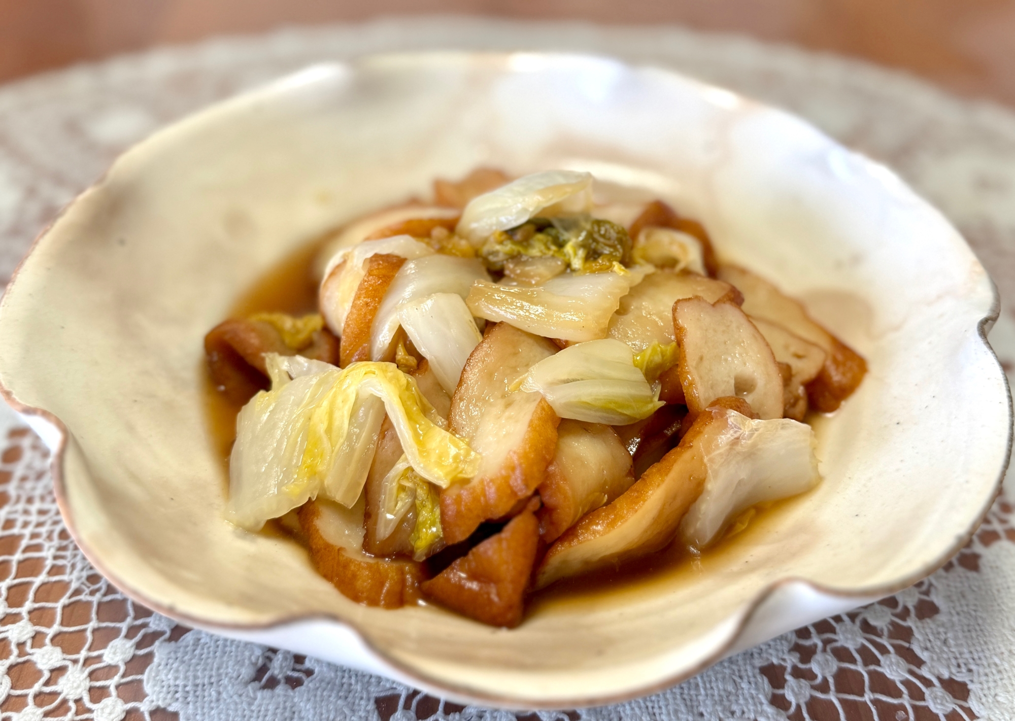 作り置きの麺つゆでꈍ◡ꈍ白菜と棒天の☆くたくた煮
