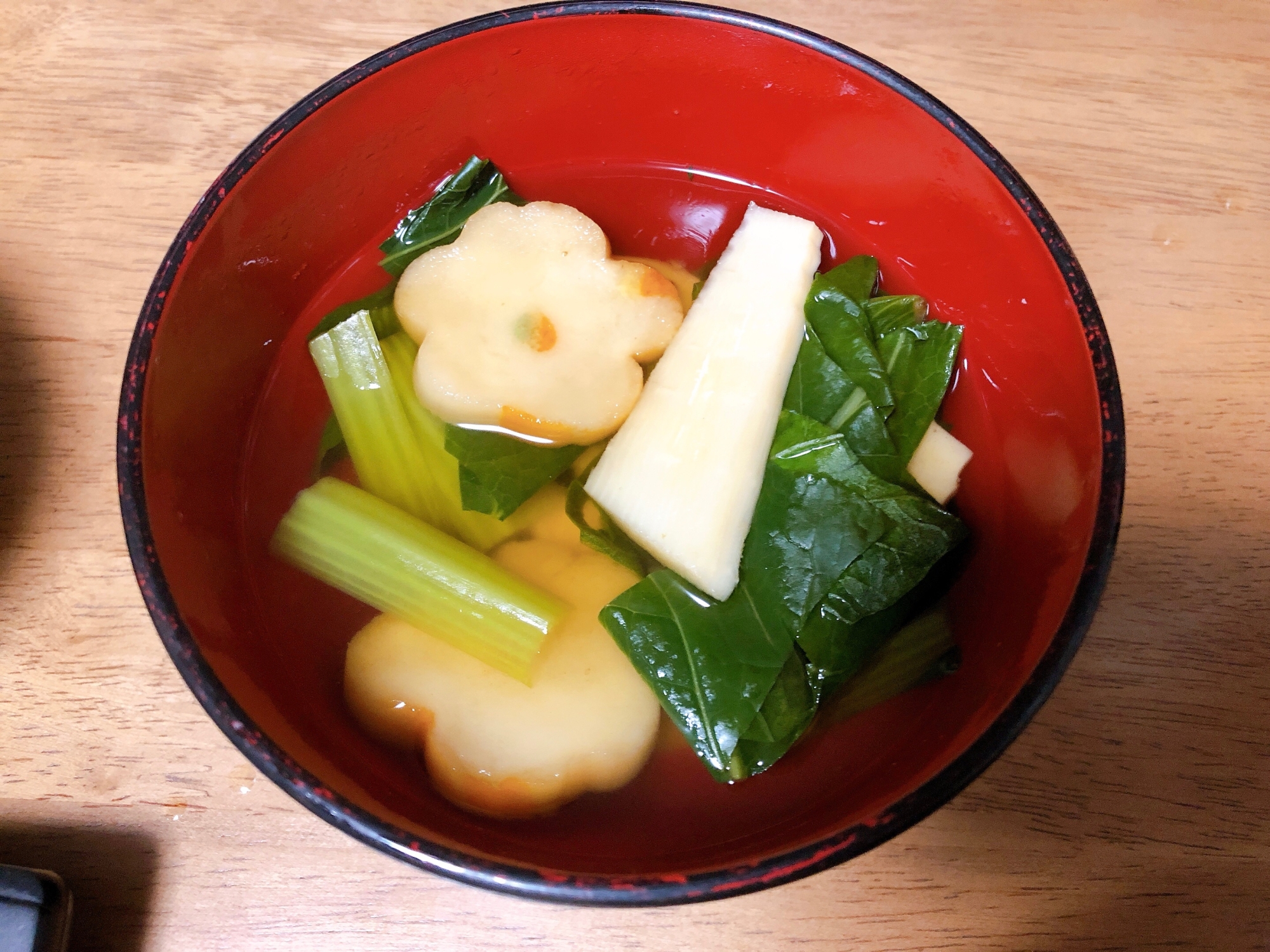 青梗菜と筍のすまし汁