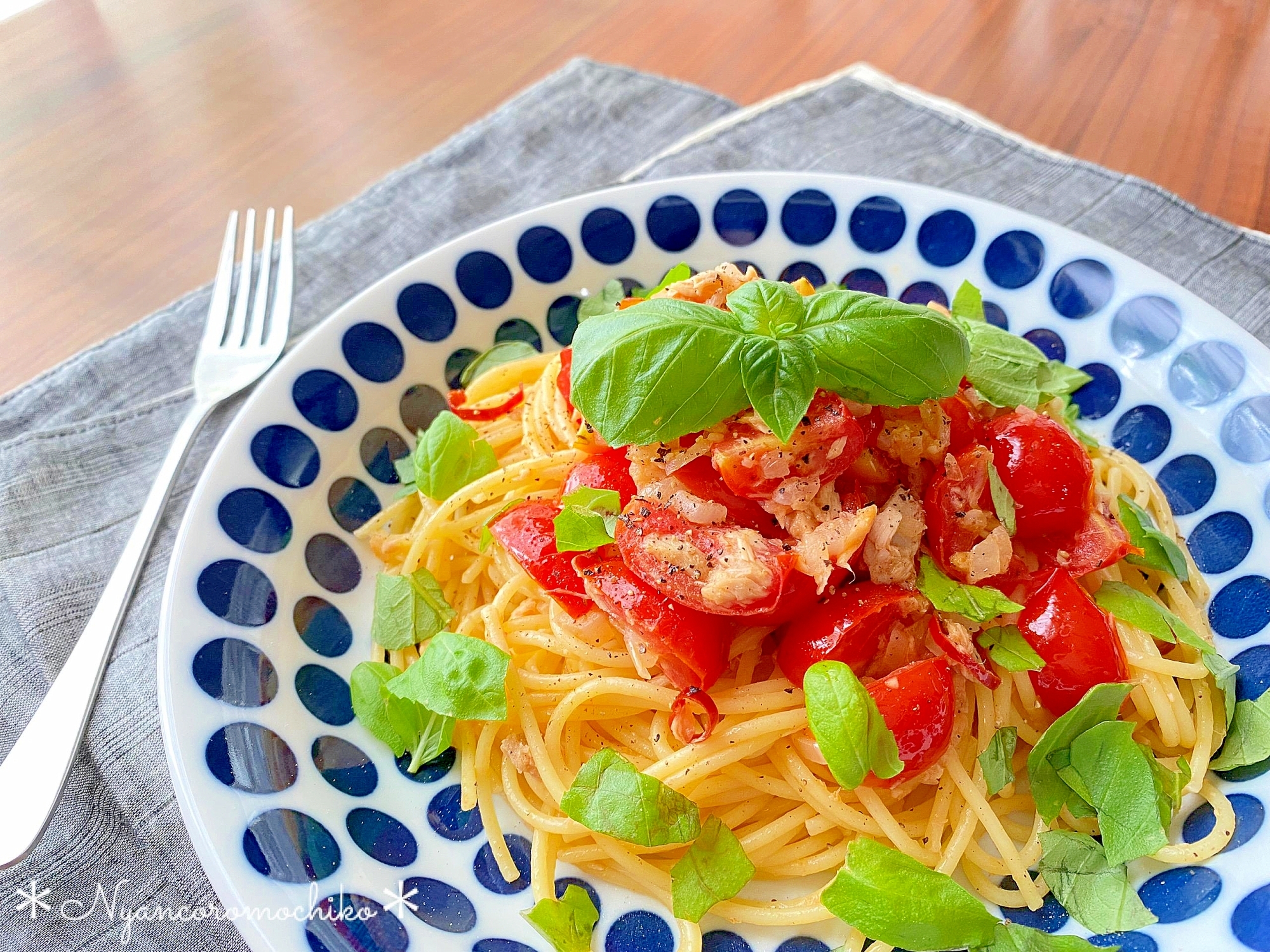 シンプル旨い♡ツナとミニトマトのパスタ