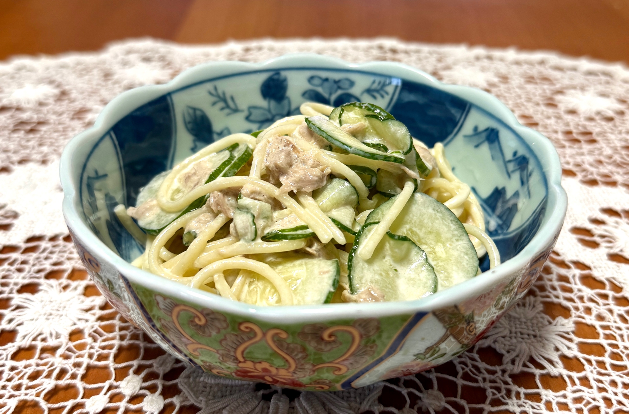 薄口醤油がキメ手！ツナときゅうり☆スパゲティサラダ