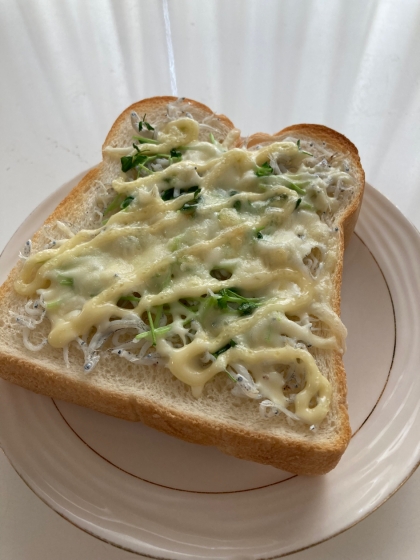 豆苗としらすととろけるチーズのトースト