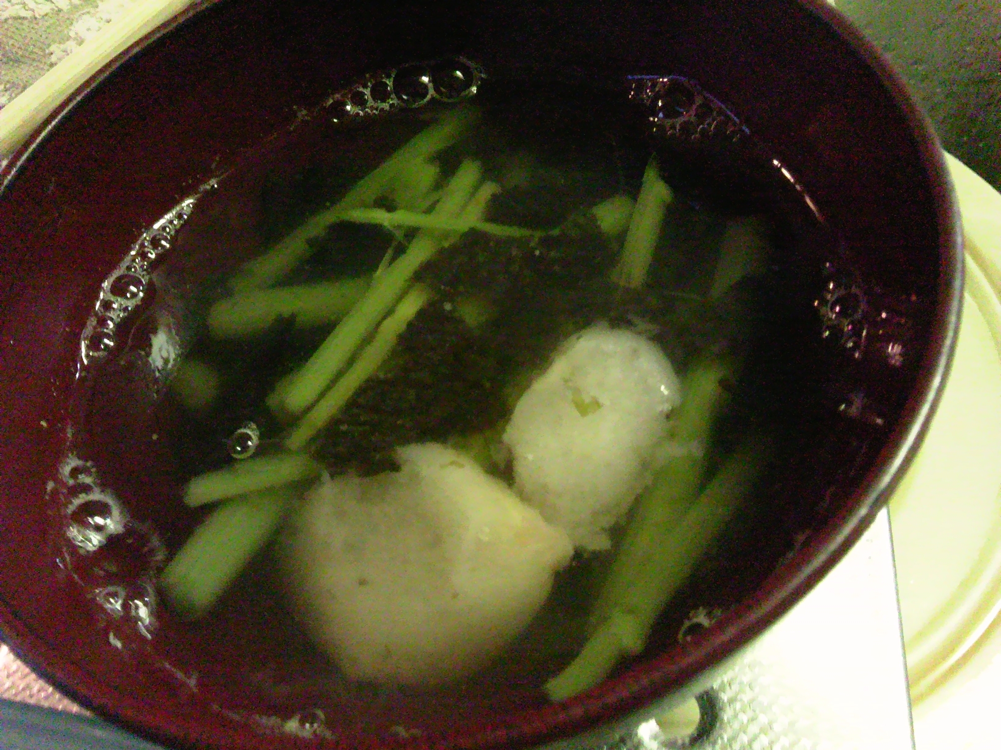 ミズと海苔と麩のお吸い物