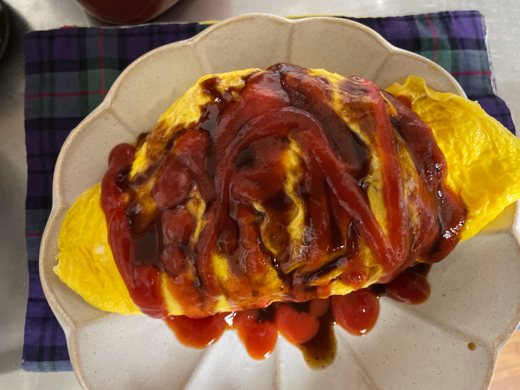 オムライス(鶏むね肉、玉ねぎ、トマト缶)