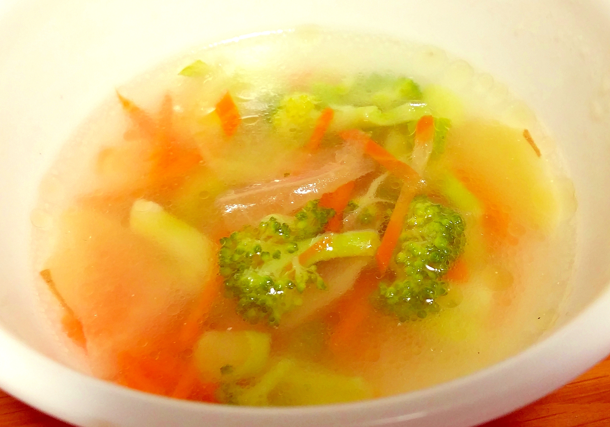鶏の茹で汁でリメイク！野菜&鶏出汁スープ☆