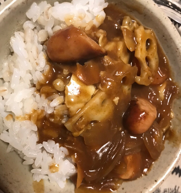 ウインナーとレンコンのチーズカレー