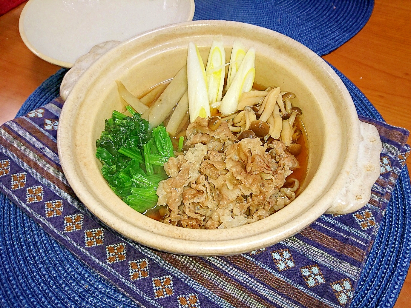 牛肉と野菜の炊合せ（すき焼き風）