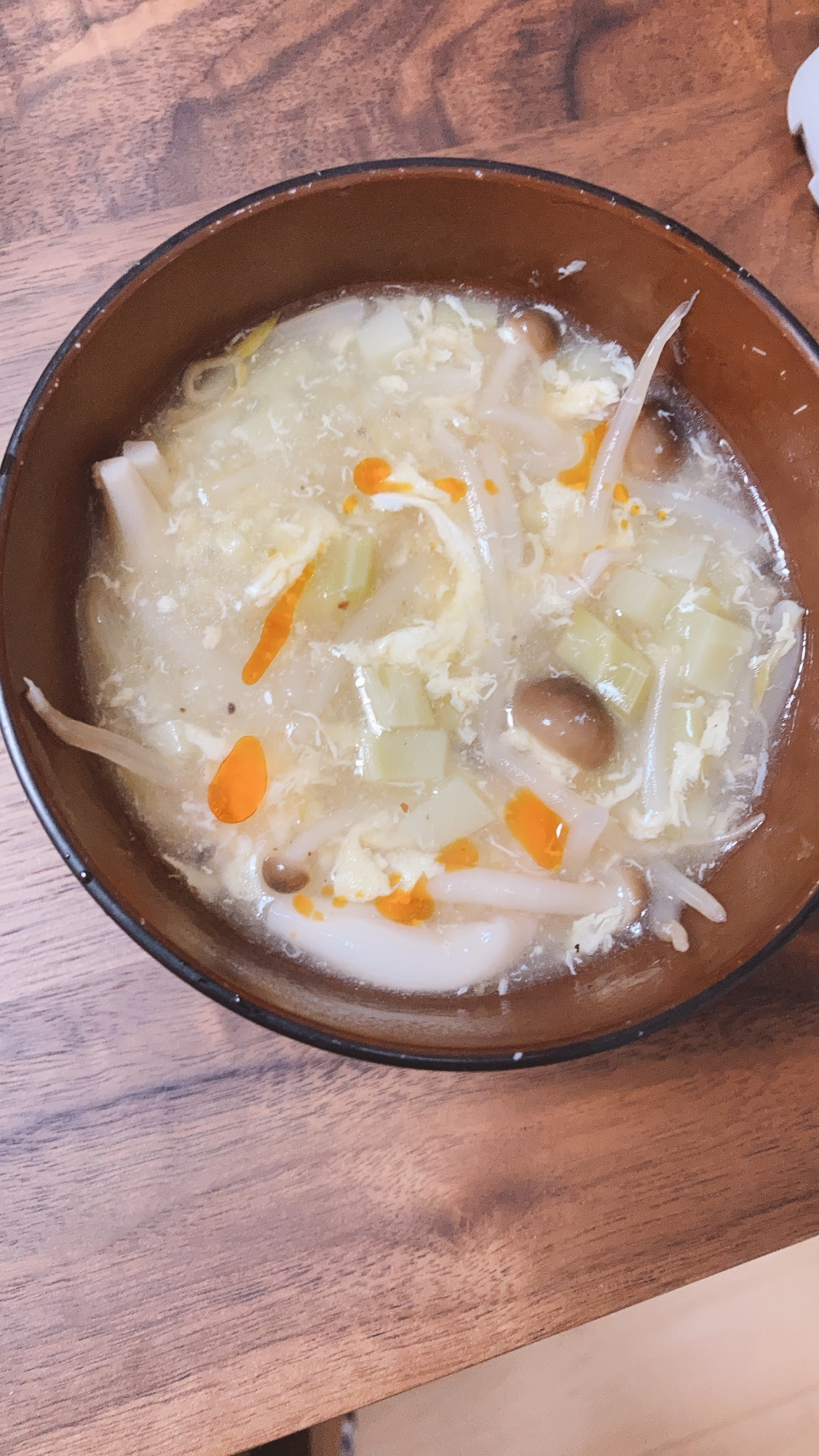 酸辣湯麺風のブロッコリーの茎スープ☆