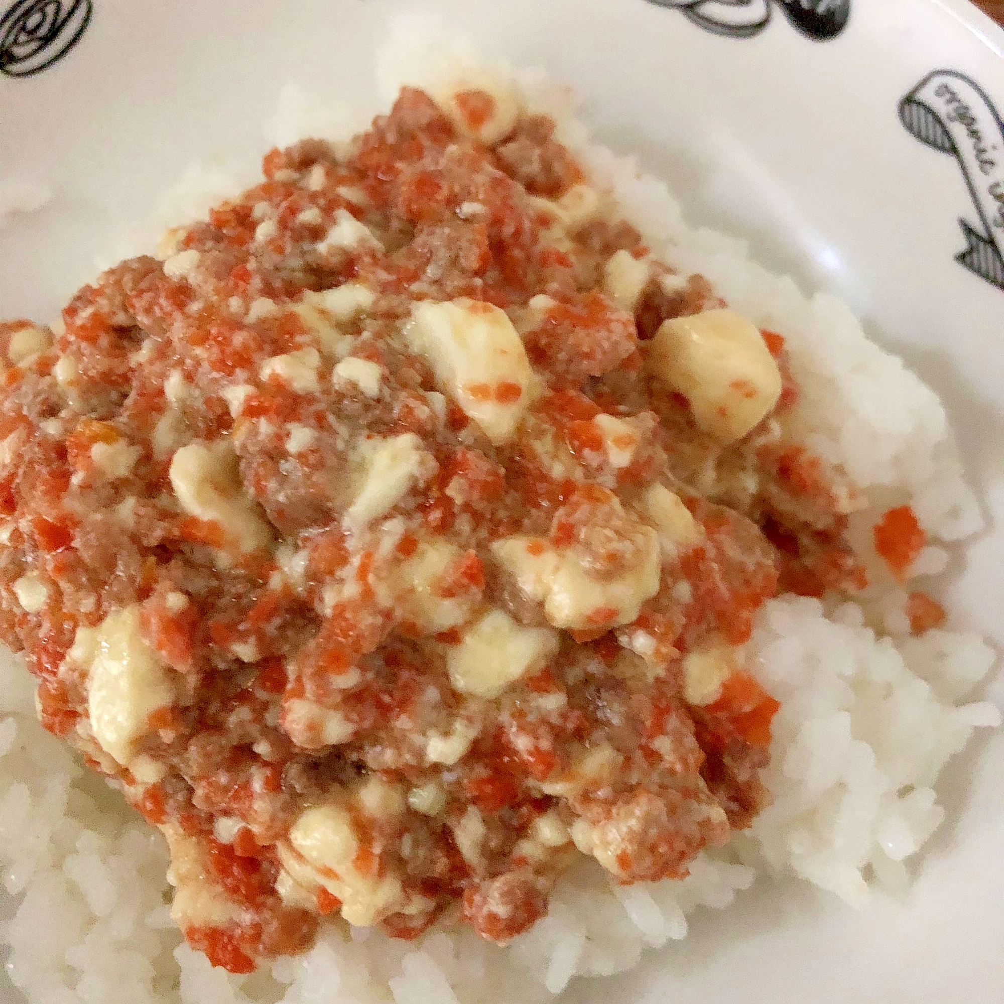 豆腐とひき肉丼