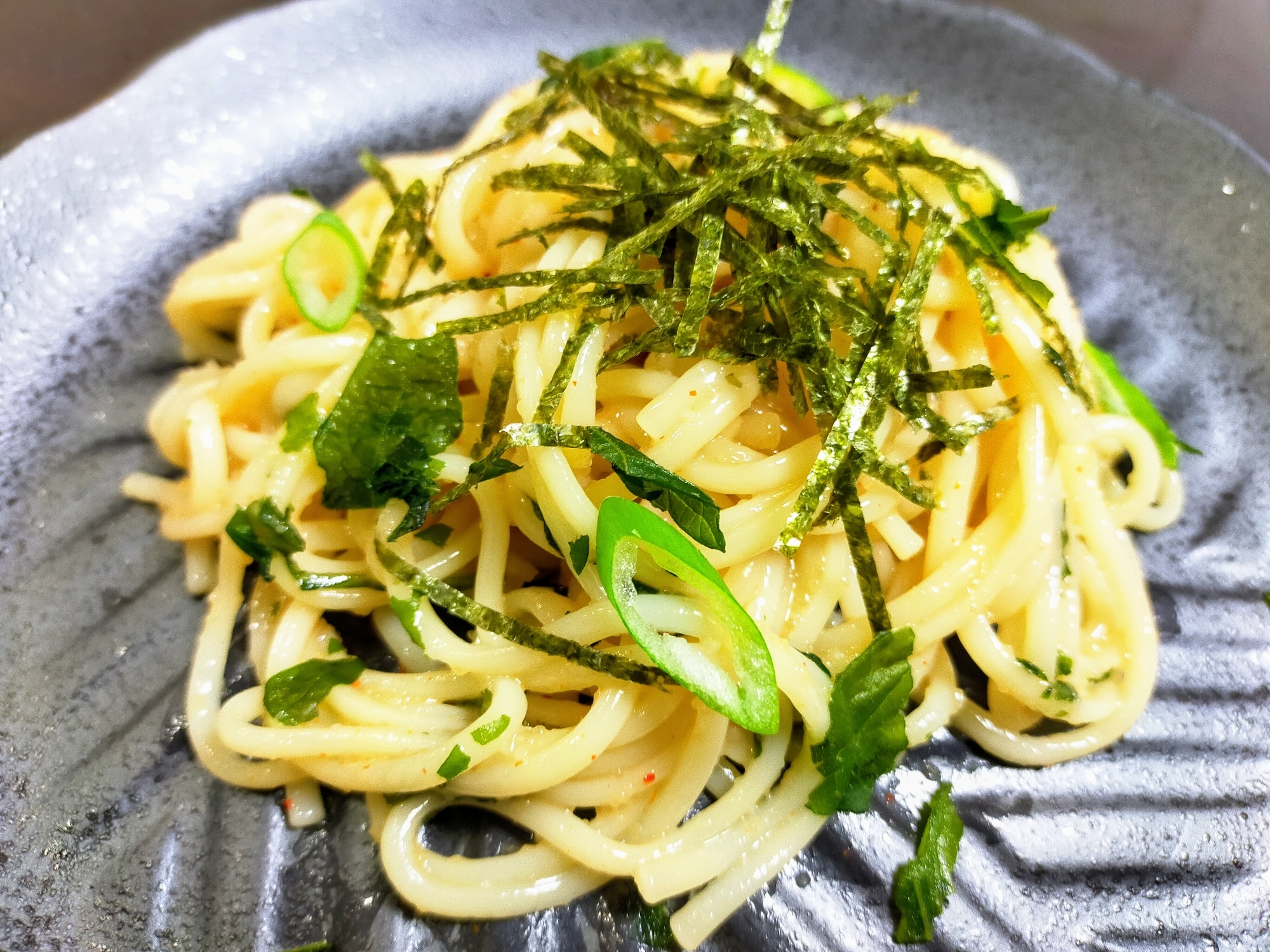 冷製パスタ風うどん☆明太子大葉☆