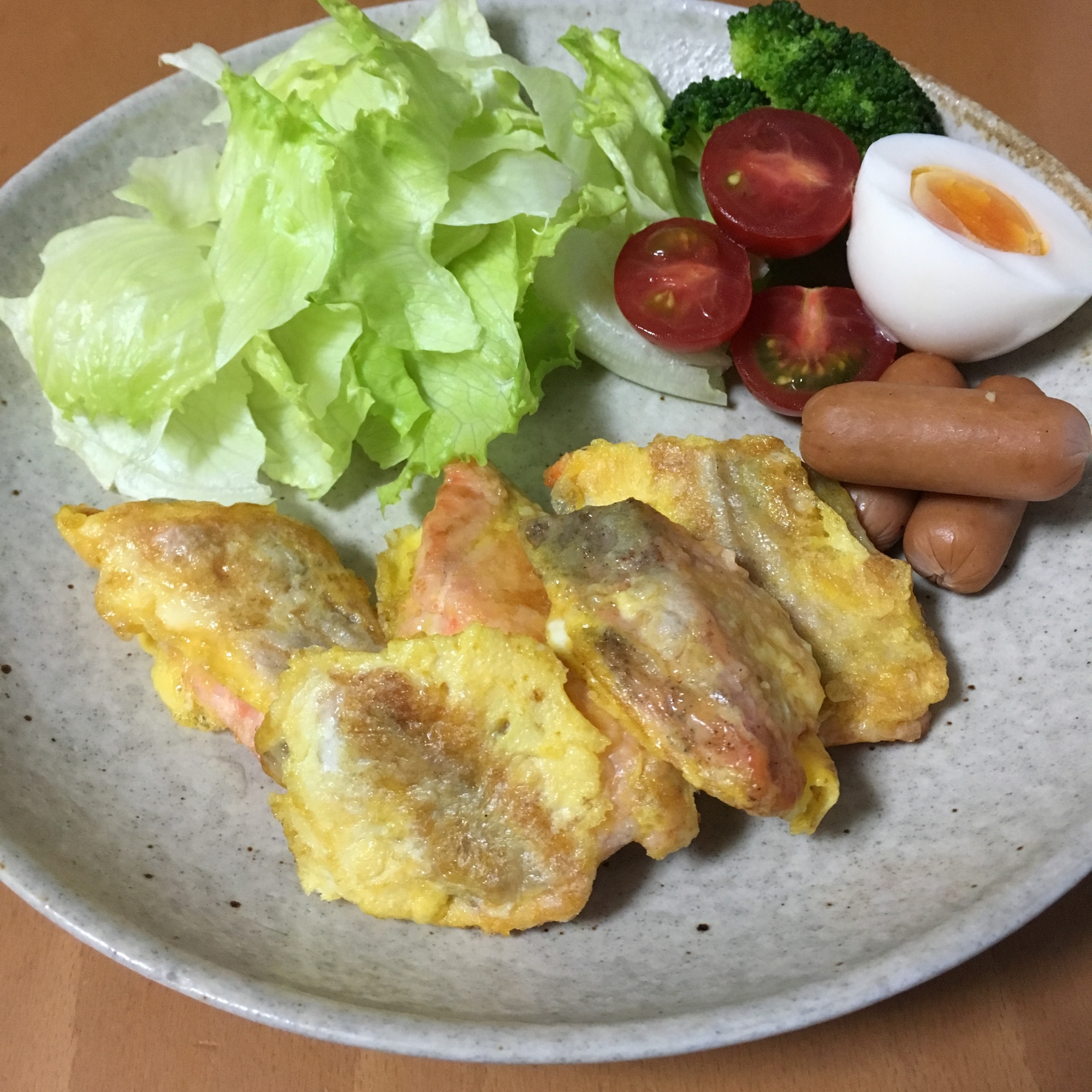 鮭のカレー風味ピカタ♪