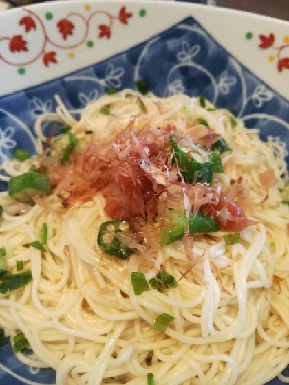 梅干しとオクラのそうめん