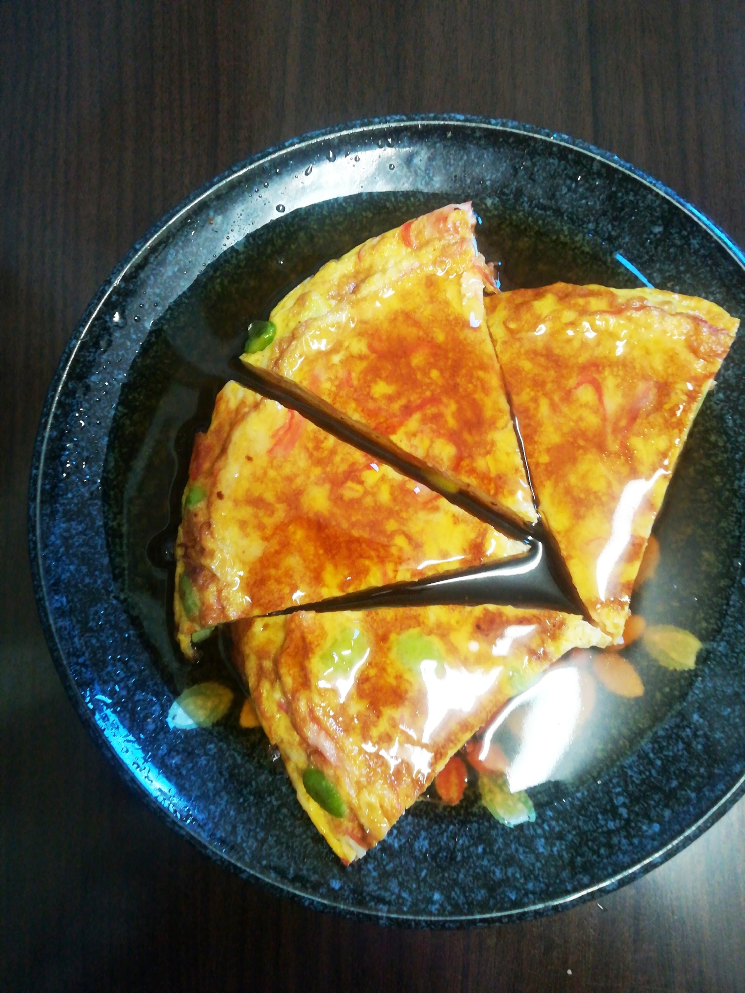 枝豆カニかま卵焼きあんかけ