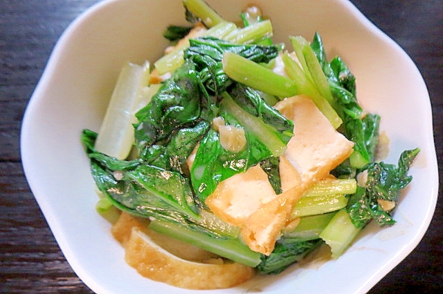 小松菜と厚揚げの味噌炒め