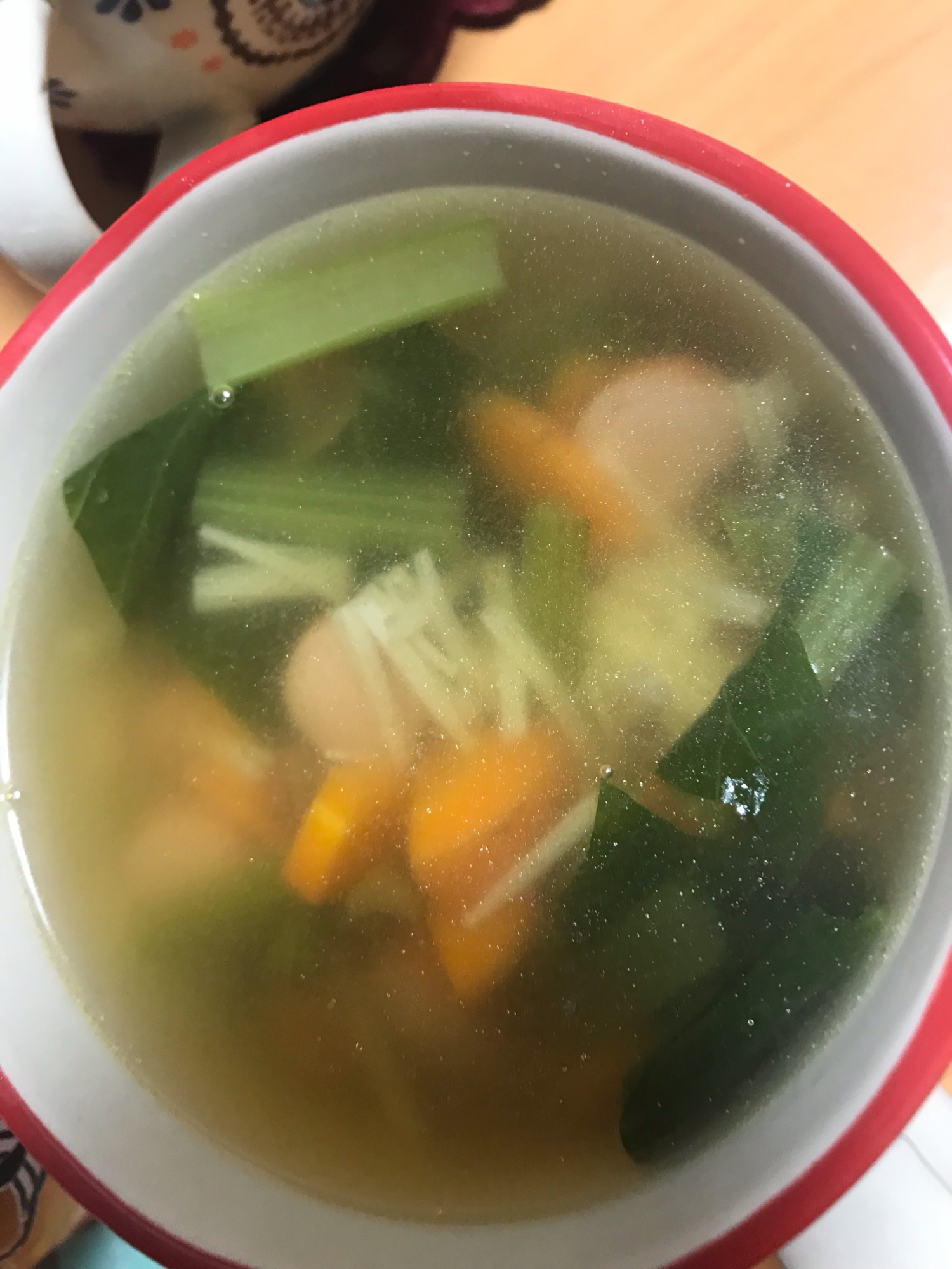 小松菜入りウインナースープ