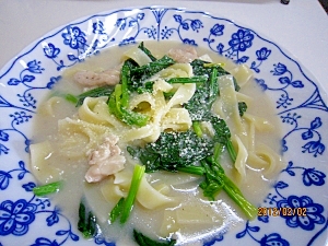 簡単はやい夜食に ほうれん草のスープパスタ レシピ 作り方 By 3812 楽天レシピ