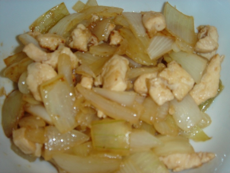 鶏肉と玉ねぎの生姜醤油炒め