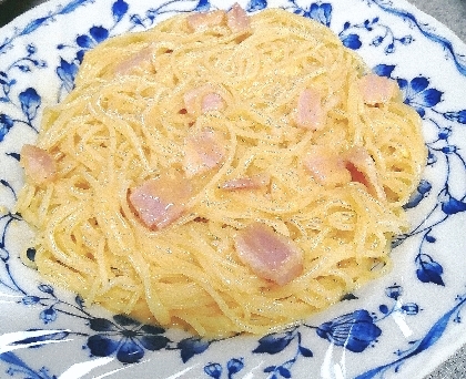 レンジでパスタ1人分♪簡単カルボナーラ