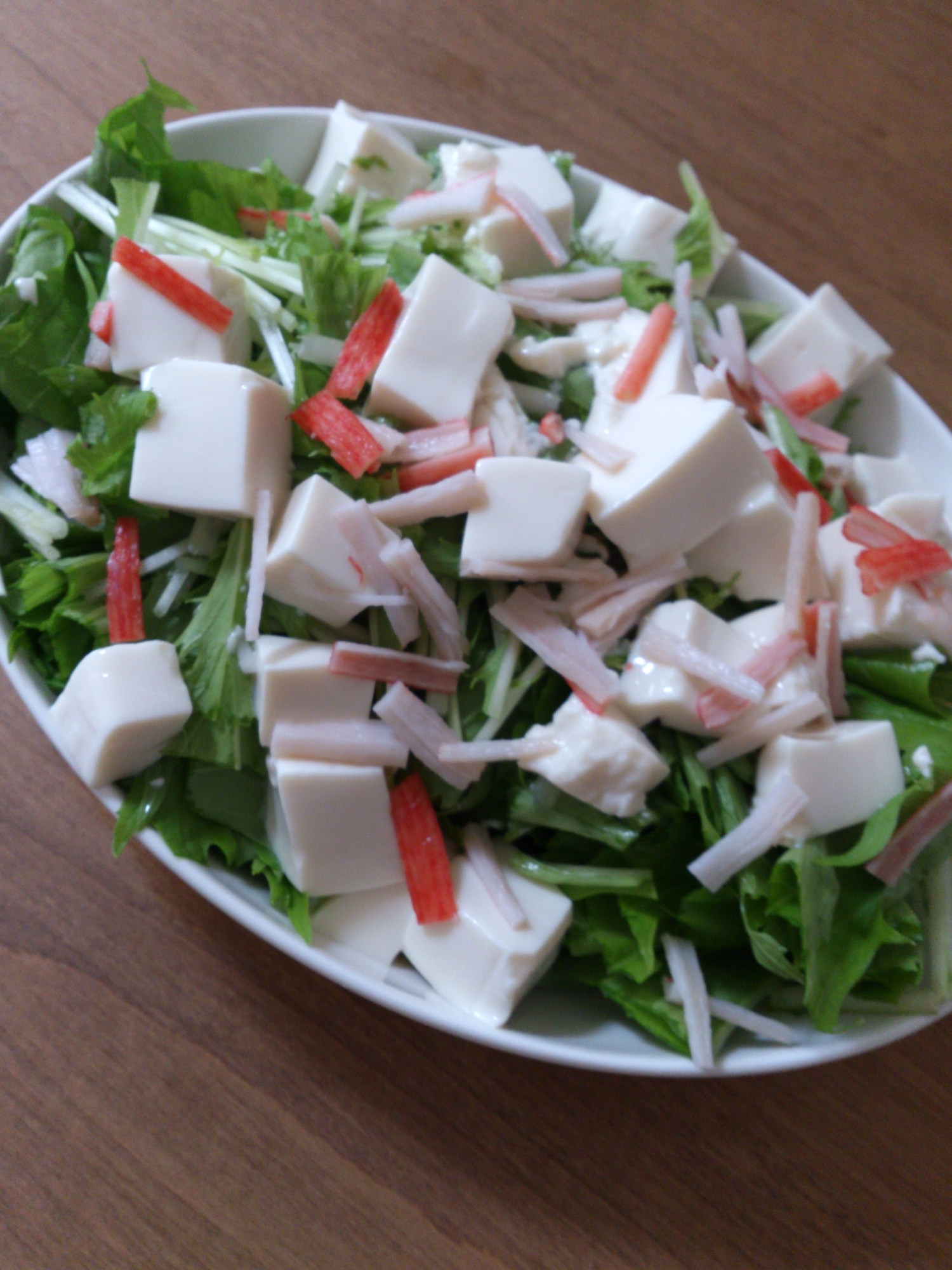 豆腐とカニカマの水菜サラダ