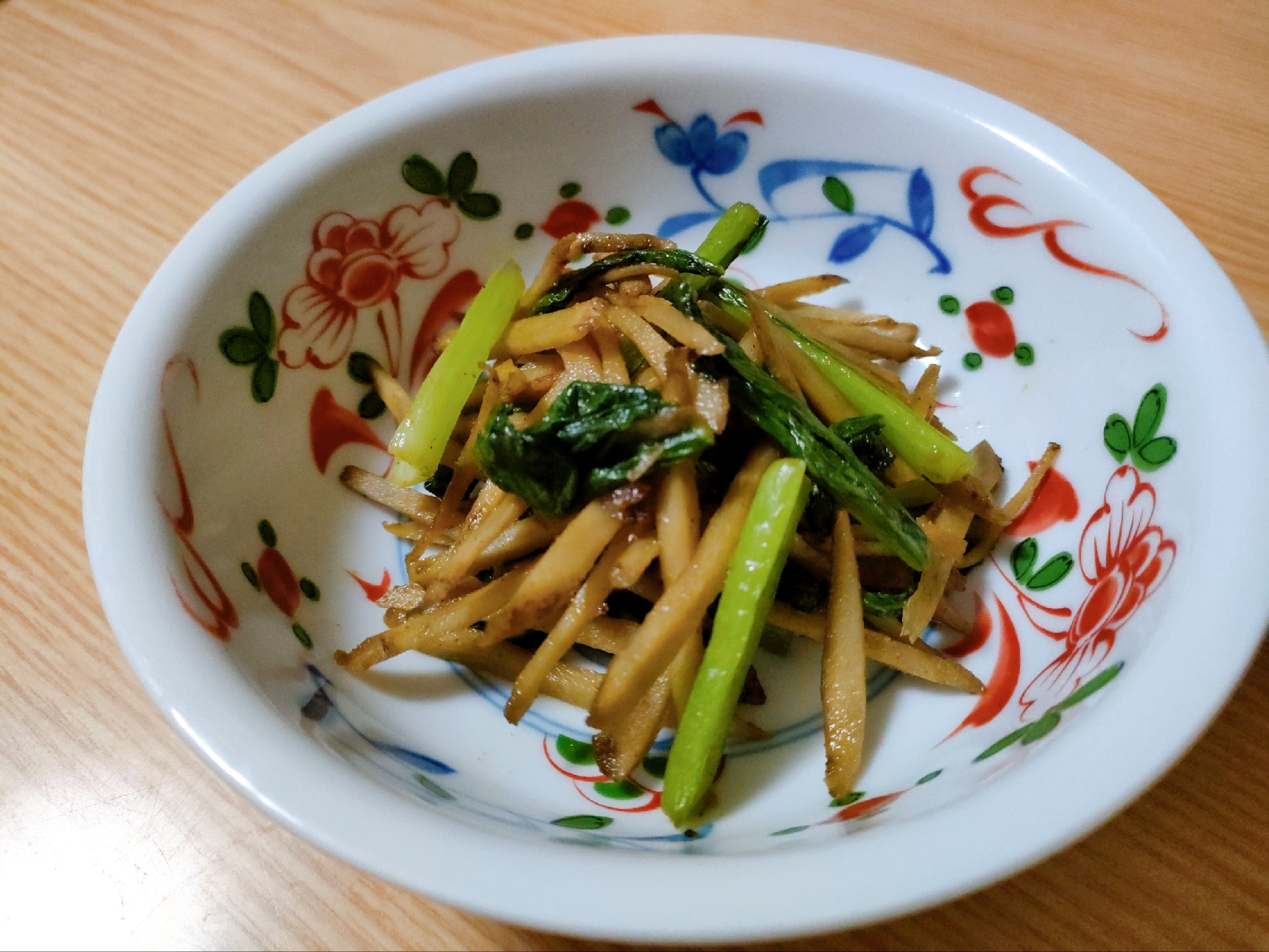 ごぼうと小松菜のカレー炒め