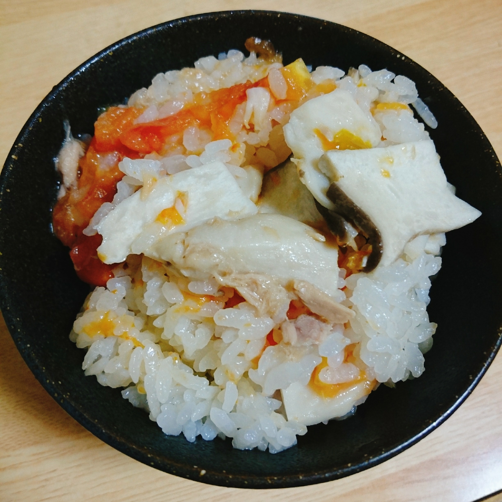 トマト ツナ エリンギの白だし炊き込みご飯