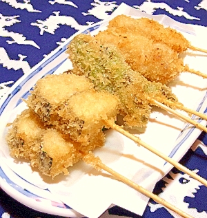 居酒屋風☆串揚げ3種(鶏、ししとう、ナス)