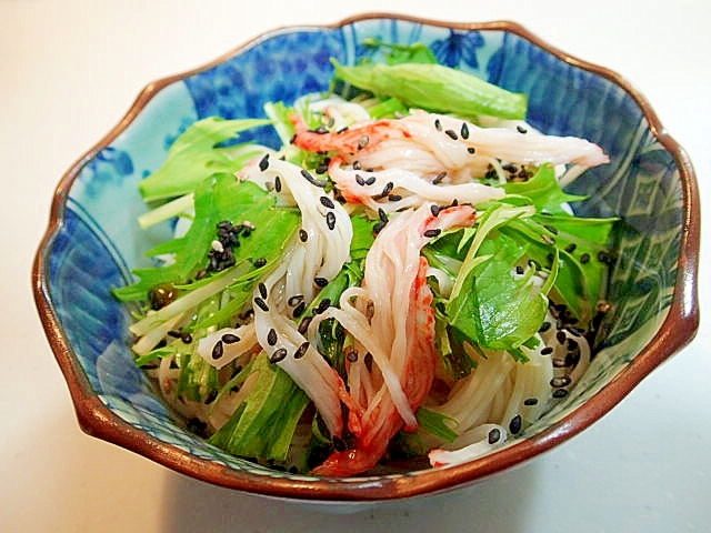 味ぽんで　水菜とシーサラダと黒ごまのお素麺