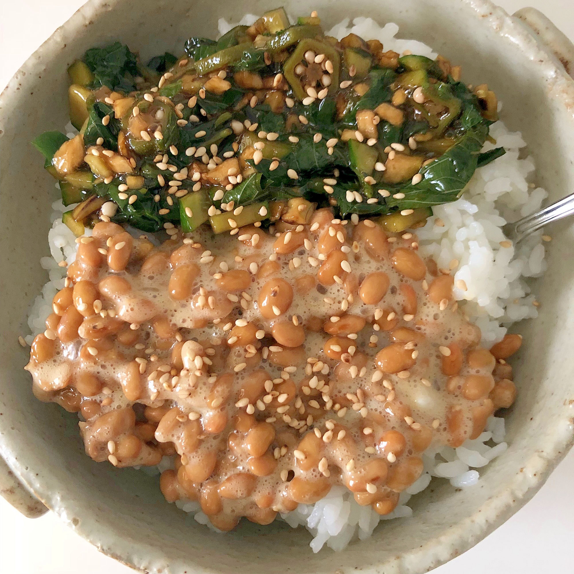 ほうれん草昆布と納豆のご飯☆