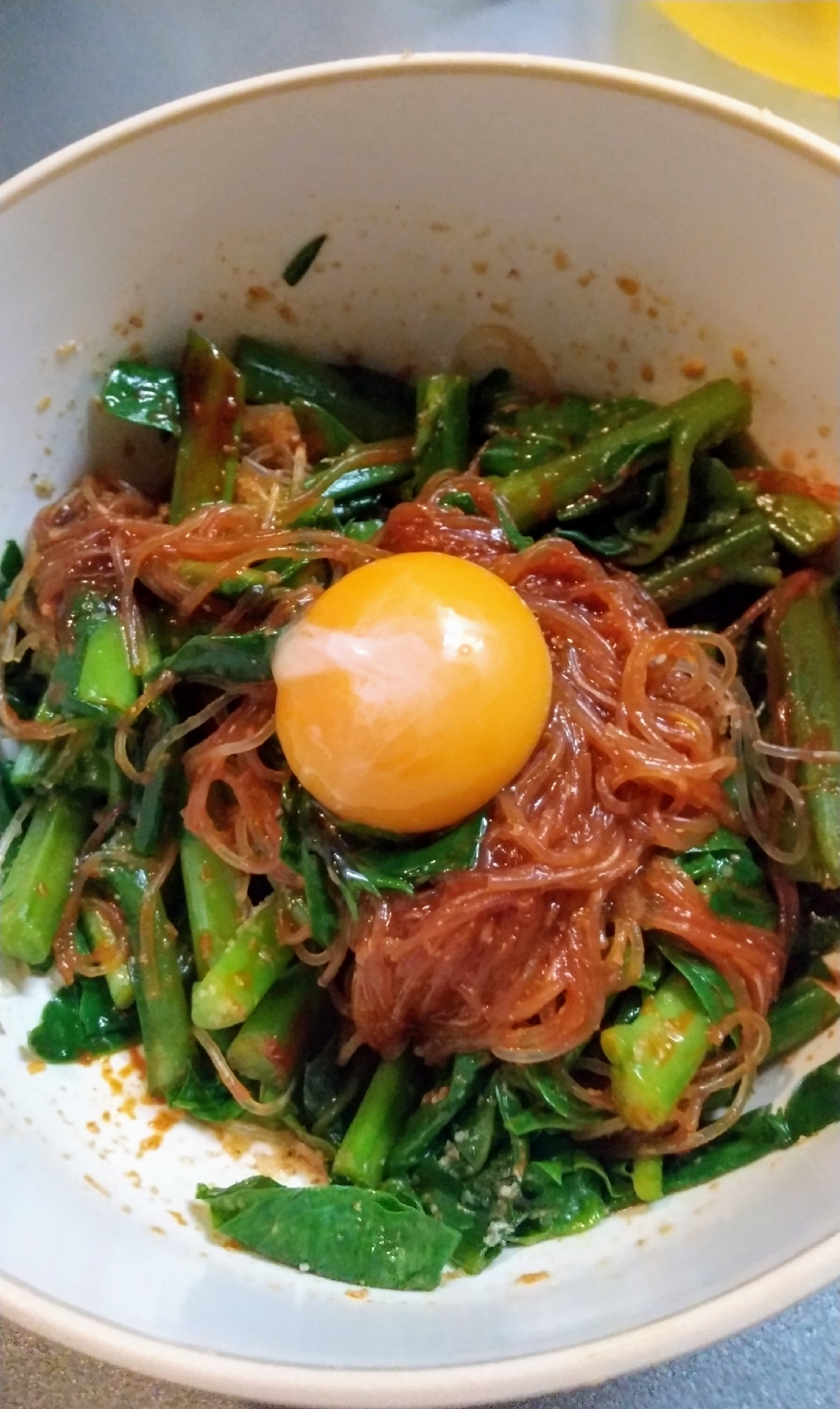 青菜と春雨のコチュジャン和え