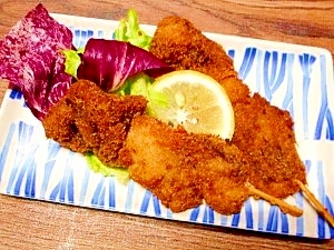 マグロの血合いと玉葱☆串カツ