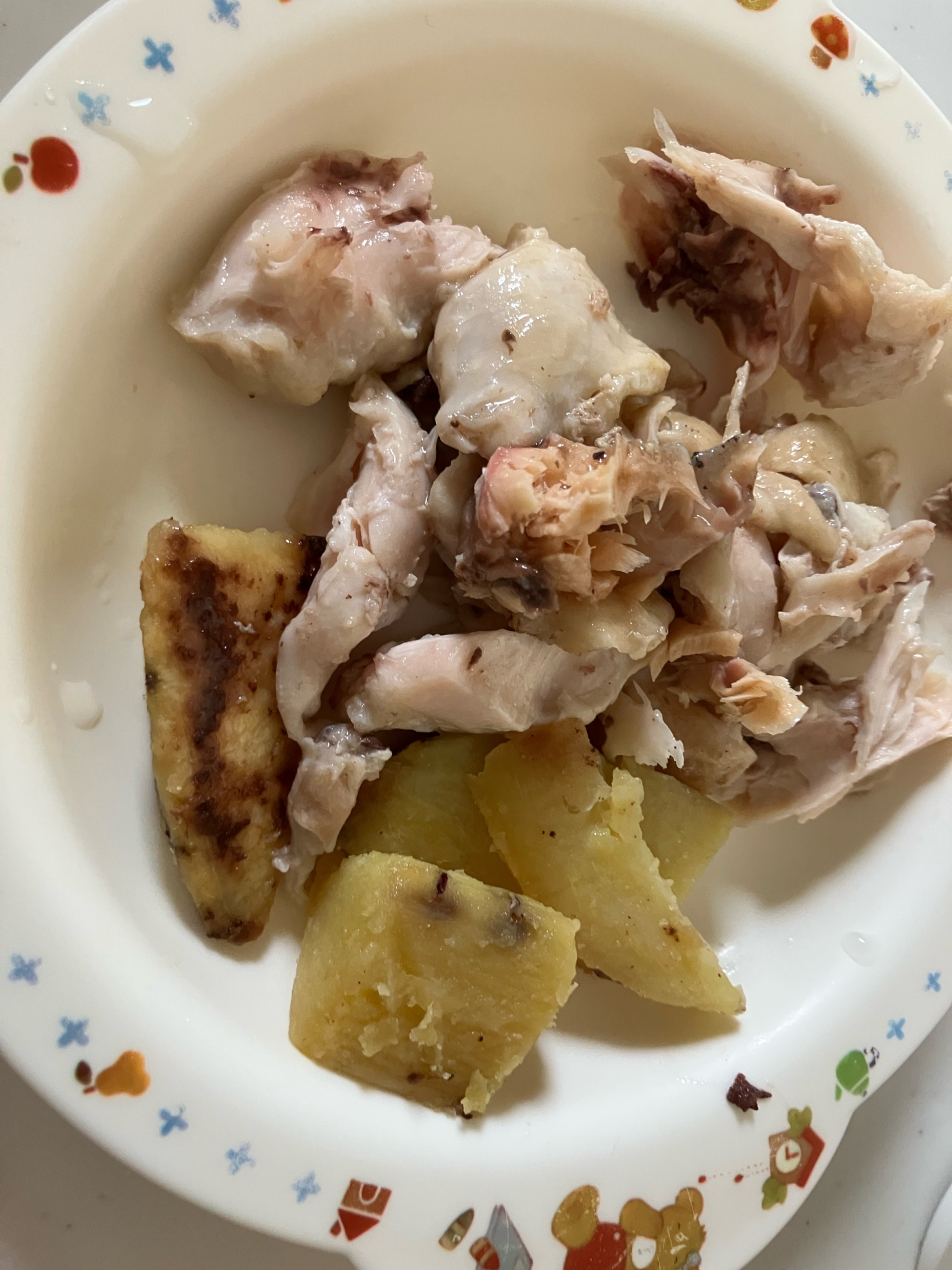 むね肉とさつま芋とさば炒め